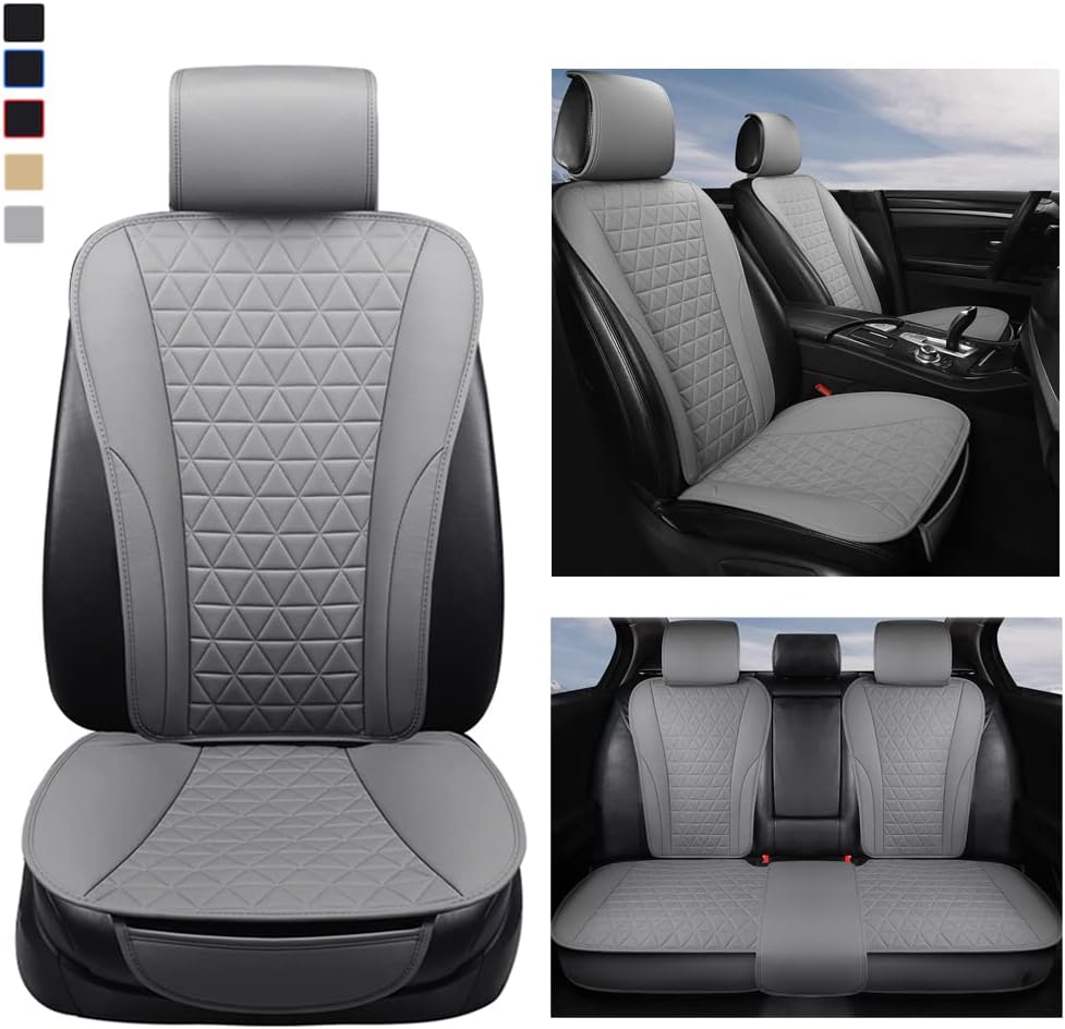Grey Leather Front Car Seat Covers B8183