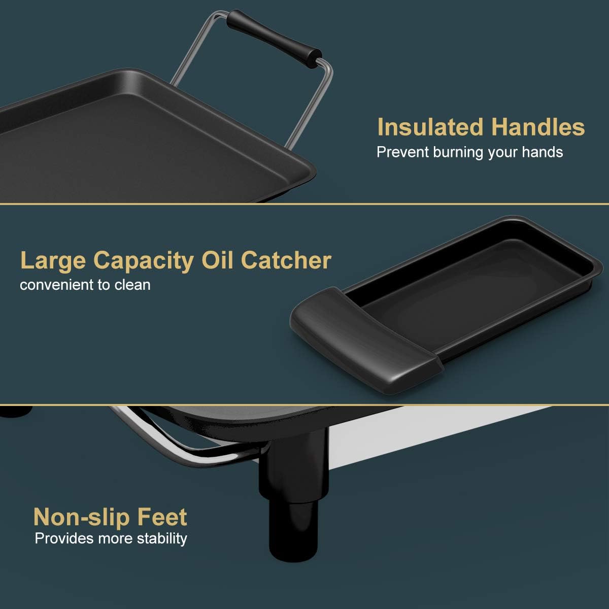 35 Electric Teppanyaki Table Top Grill Griddle, Nonstick Extra Large Griddle G429