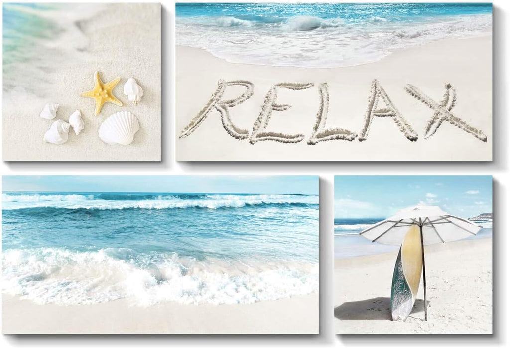 Beach Picture Seashell Painting Print Canvas Artwork (Overall 36 W x 24 H) V965
