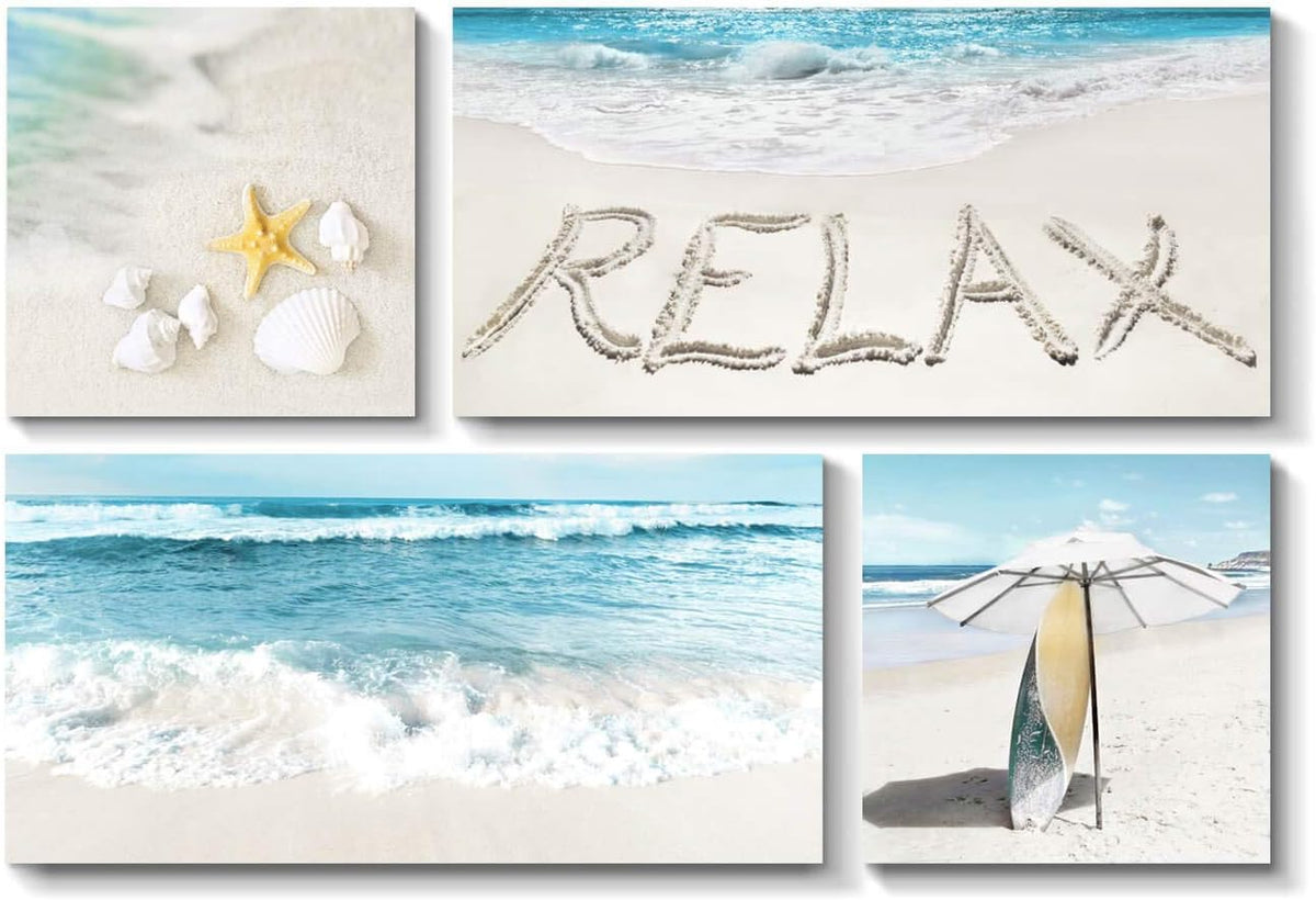 Beach Picture Seashell Painting Print Canvas Artwork (Overall 36 W x 24 H) V965