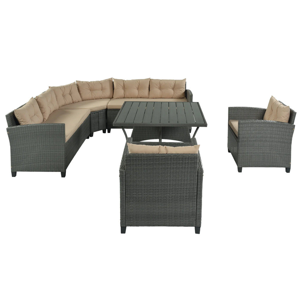 6-Piece Outdoor Wicker Sofa Set with Cushions and Pillows V239122