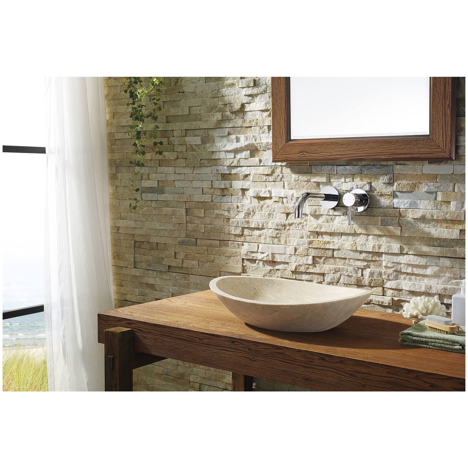 Beige Travertine Marble Bathroom Vessel Sink A99428