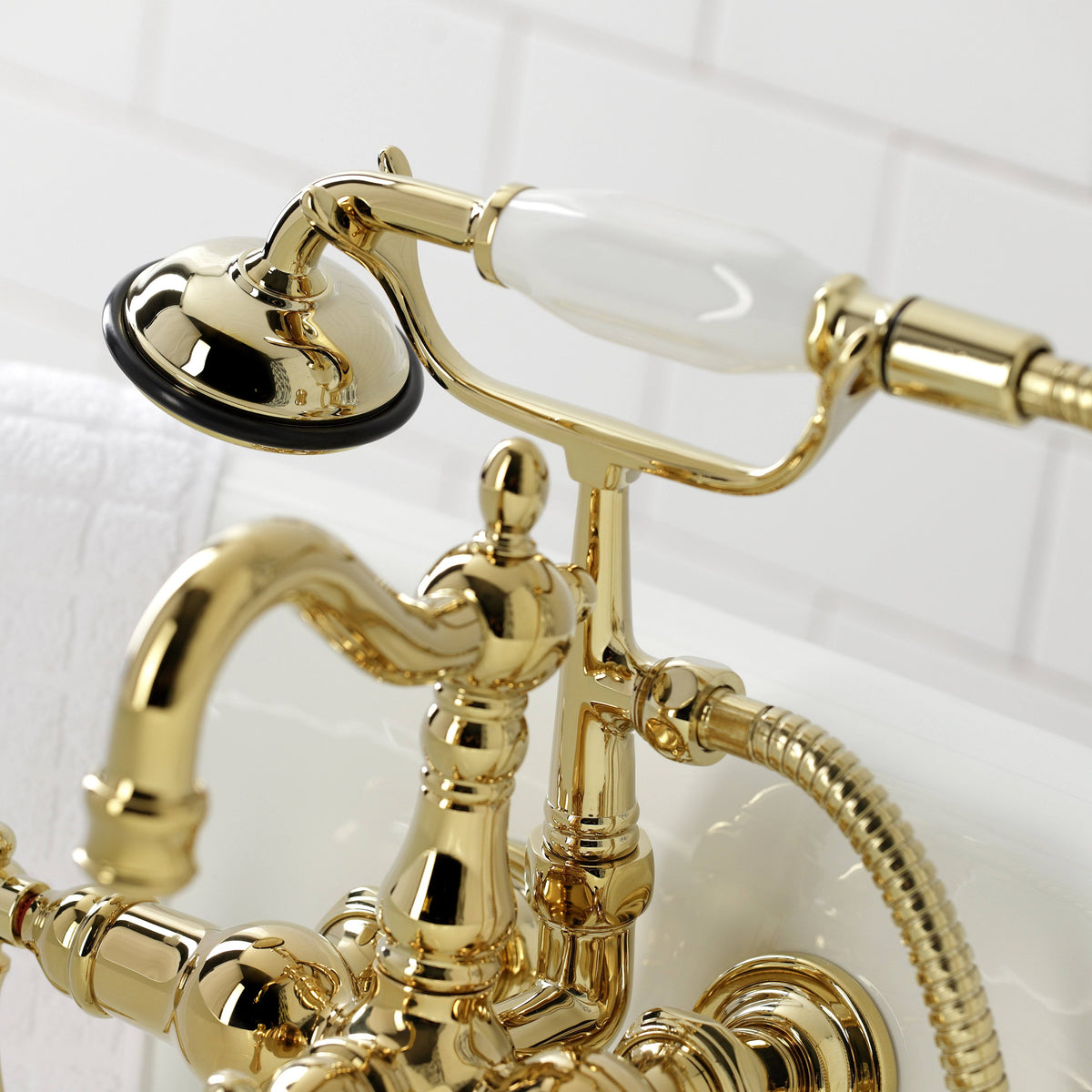 Polished Brass Clawfoot Tub Faucet with Hand Shower X45161