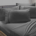 6 Piece Full XL Microfiber Bed Sheet Set with Extra Pillowcases, Deep Pockets Fitted Sheet, Charcoal Stone Gray Y153044