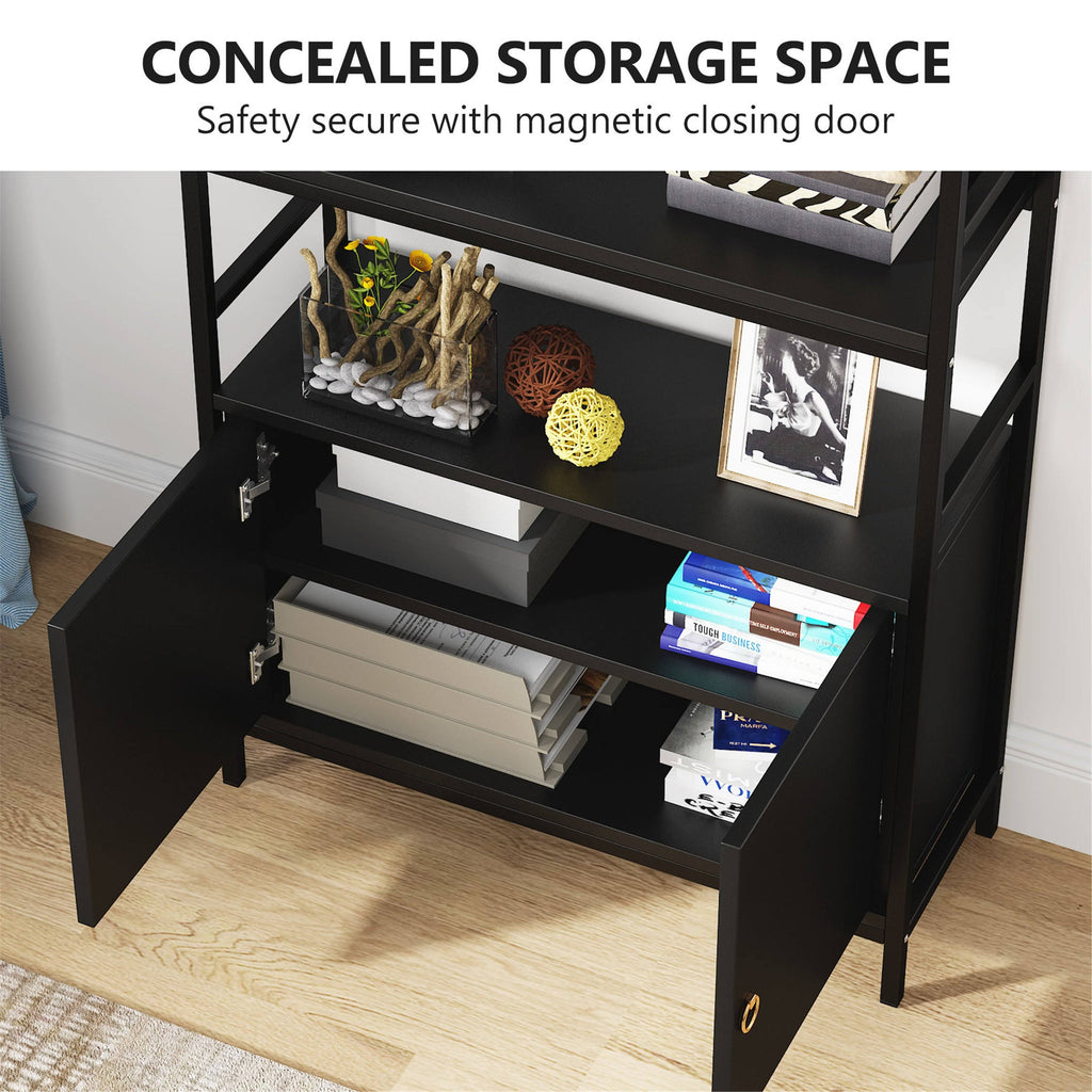 White Bookcase with Storage Cabinet H492