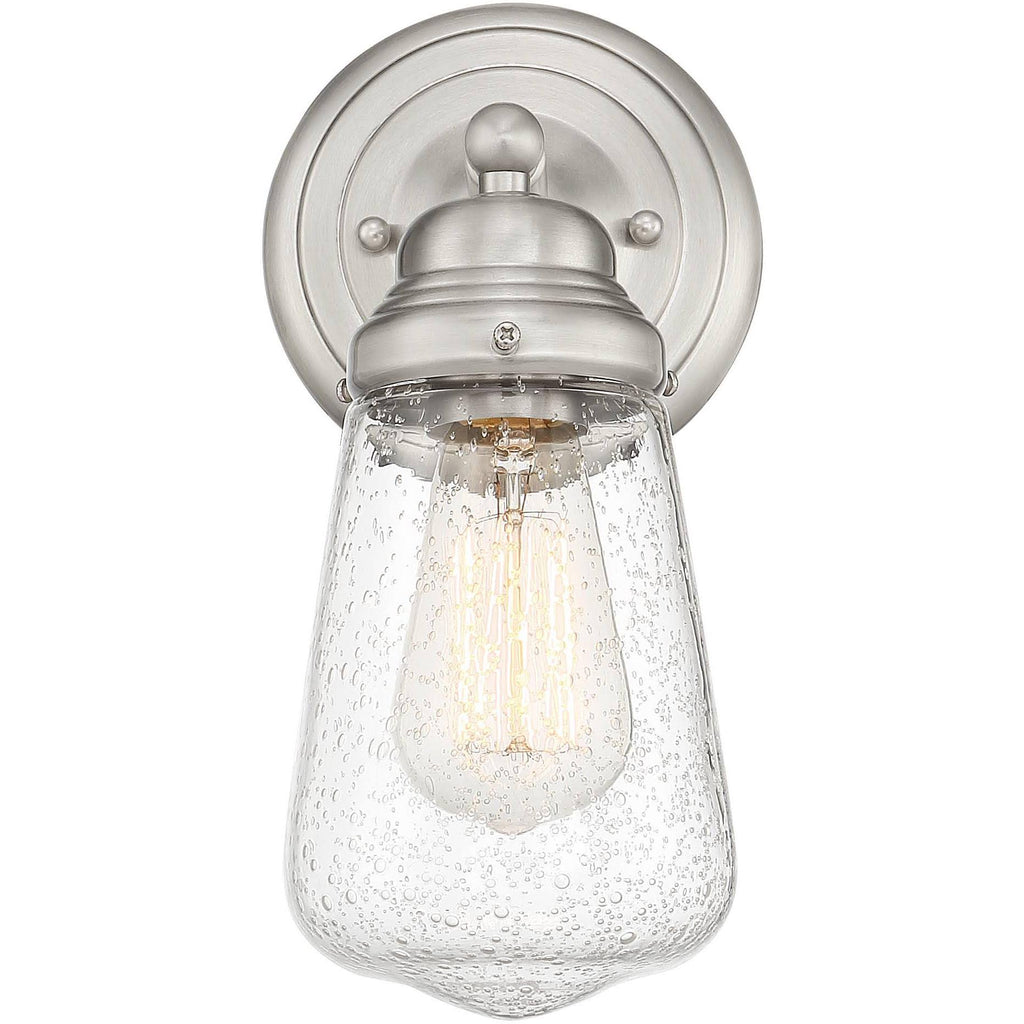 Brushed Nickel Industrial Wall Light Sconce Seedy Glass Fixture X231177