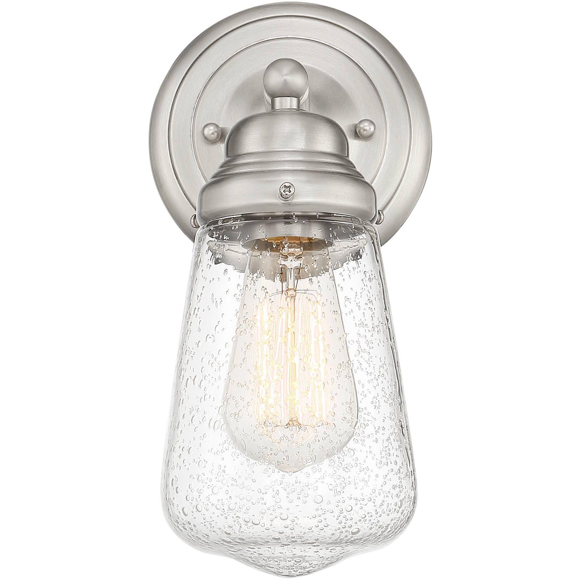 Brushed Nickel Industrial Wall Light Sconce Seedy Glass Fixture X231177