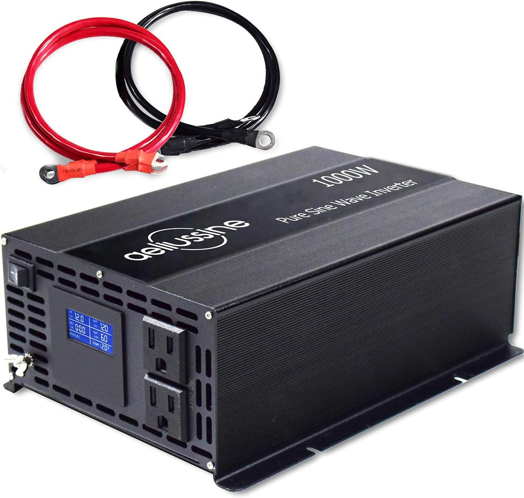 1000w Pure Sine Wave Power Inverter 48v DC to AC 110v 120v with 2 US Socket, LCD Display and Earth Terminal P85713