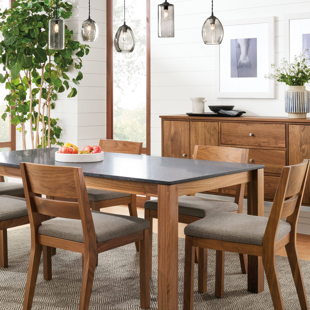 Modern Afton Side Chair in Blue Boucle with White Oak Frame Q6245