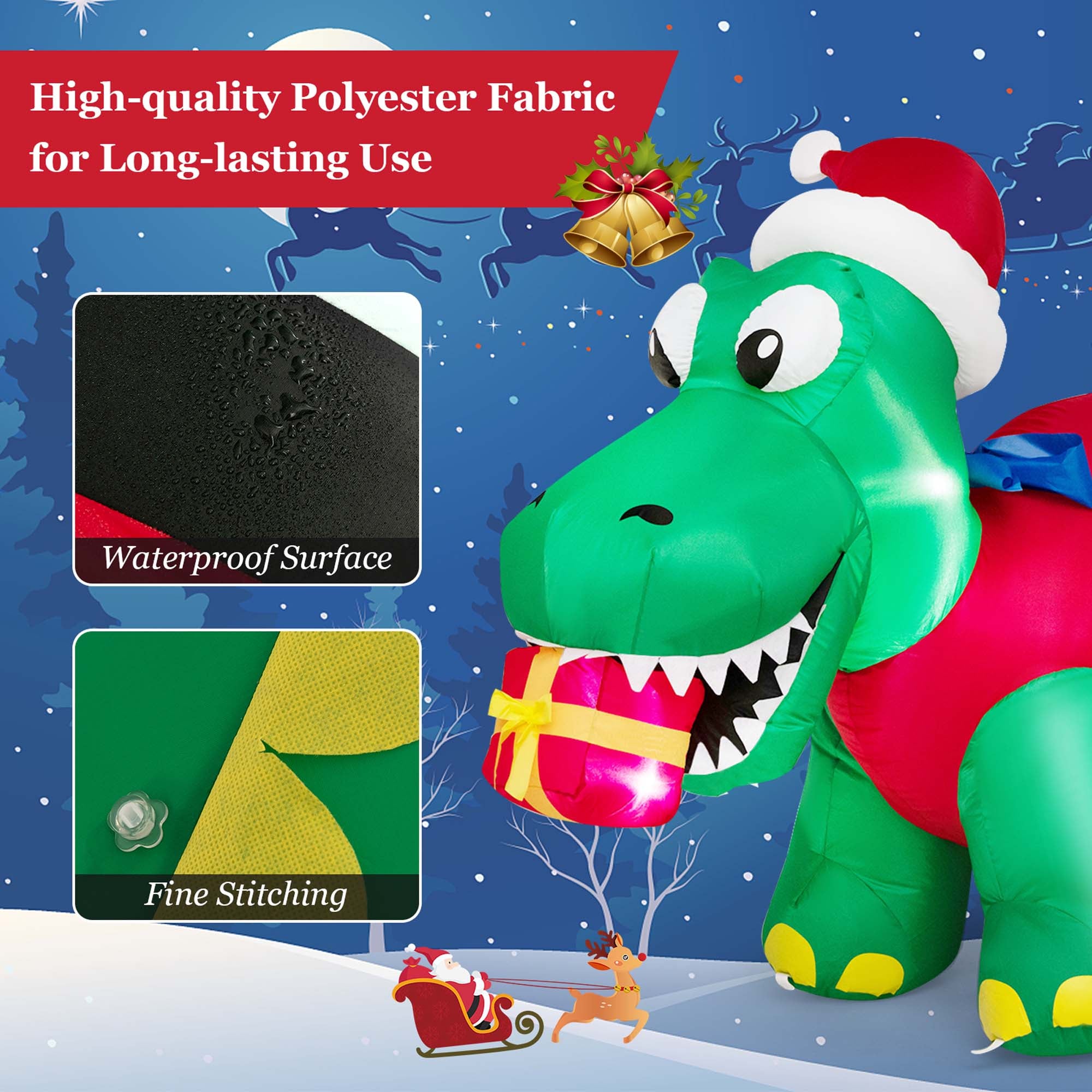 Inflatable Christmas Dinosaur with LED Lights K3240