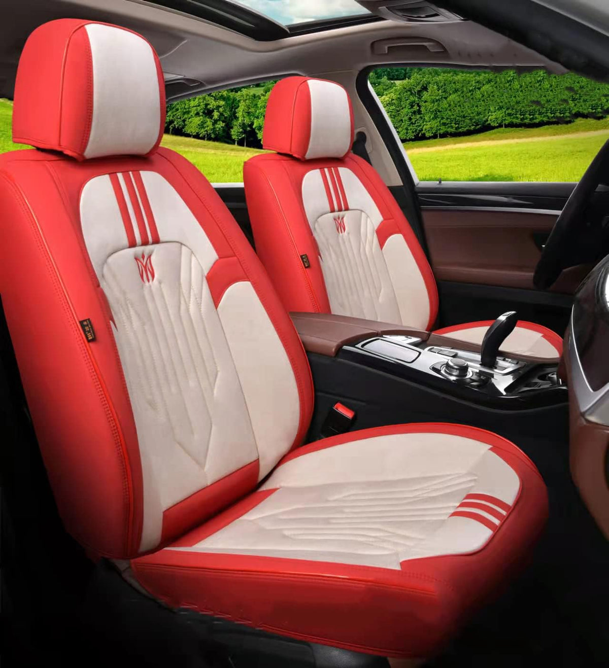 Black&Pink 5-Seater Full Set Universal Car Seat Covers F20314