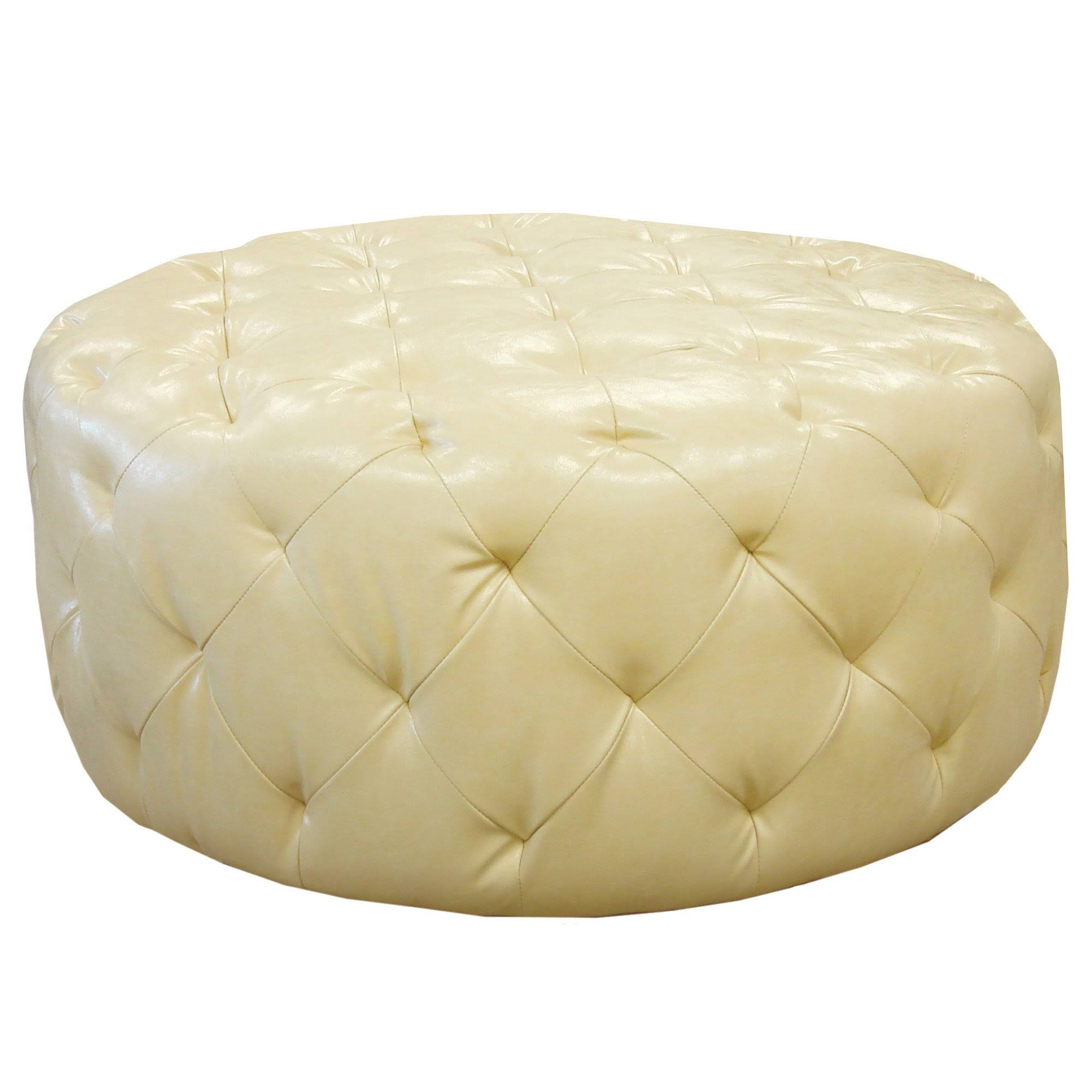 Ivory Bonded Leather Ottoman A683220