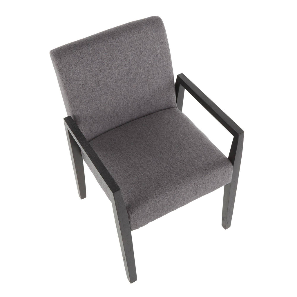 Grey Fabric and Black Wood Arm Chair (Set of 2) A350