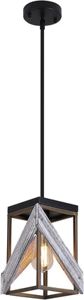 Antique Gold and Black Wood Pendant Light A36340