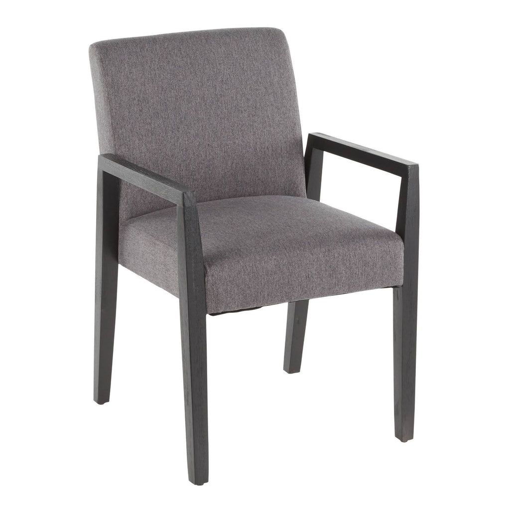 Grey Fabric and Black Wood Arm Chair (Set of 2) A350