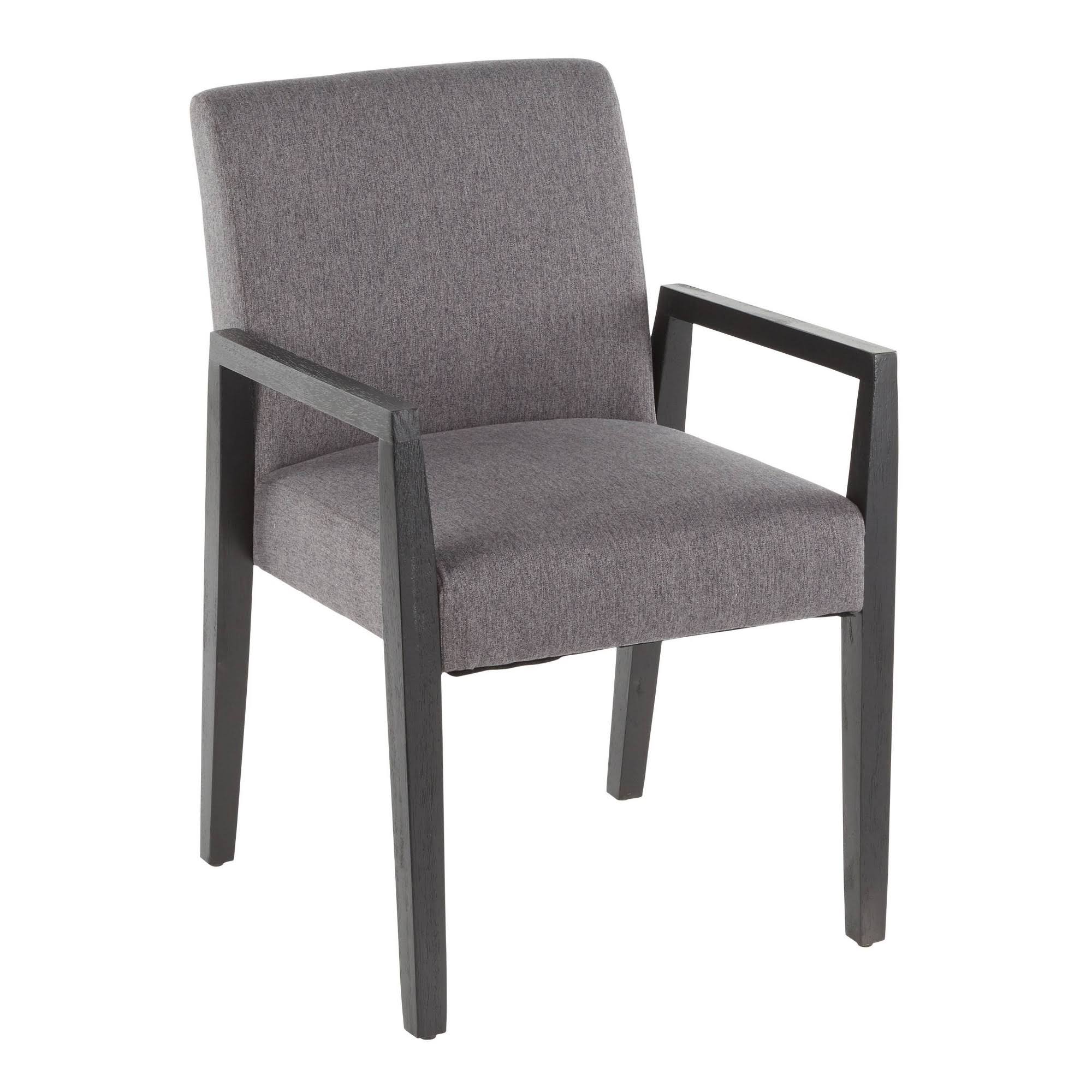 Grey Fabric and Black Wood Arm Chair (Set of 2) A350