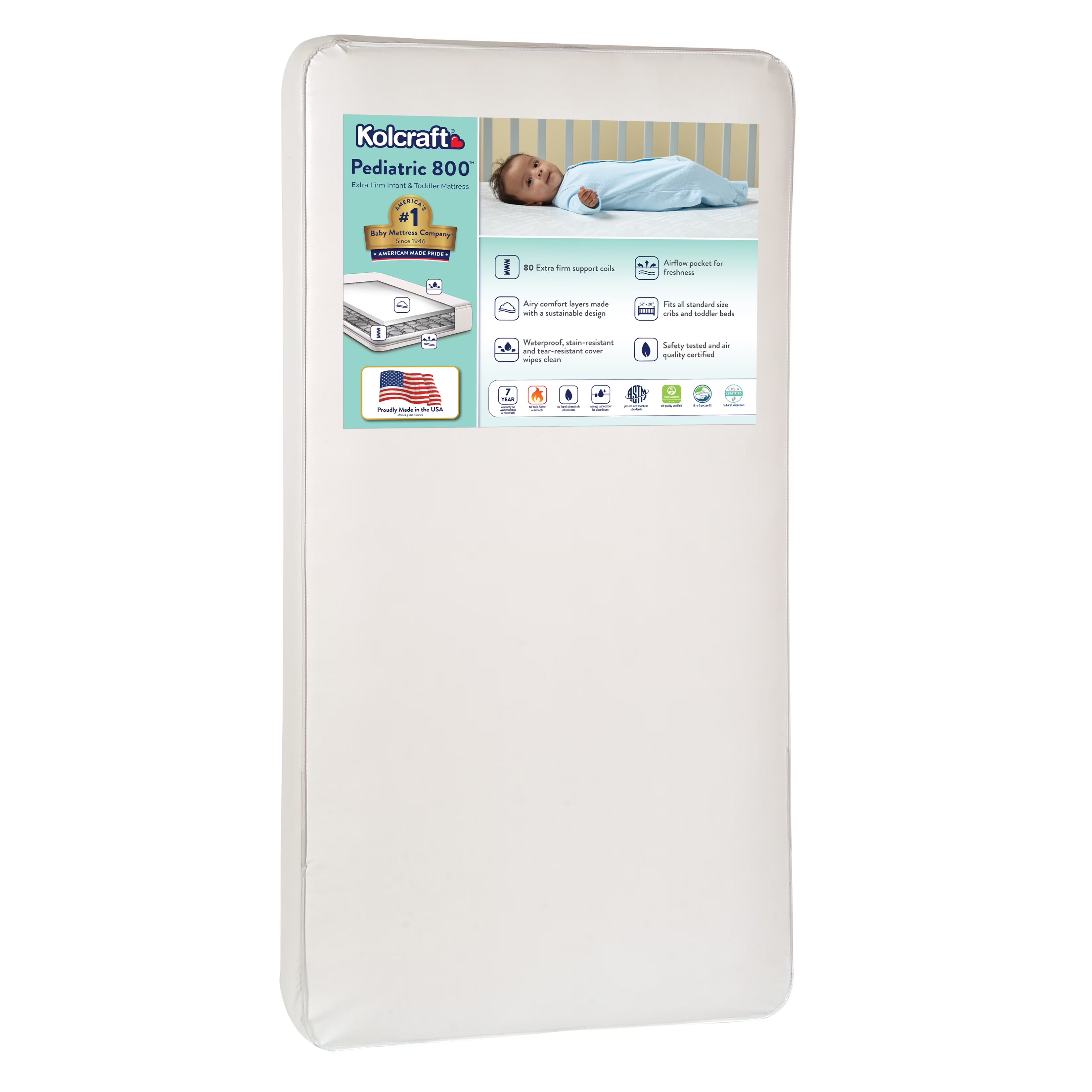 White 80 Coil Crib and Toddler Mattress E966