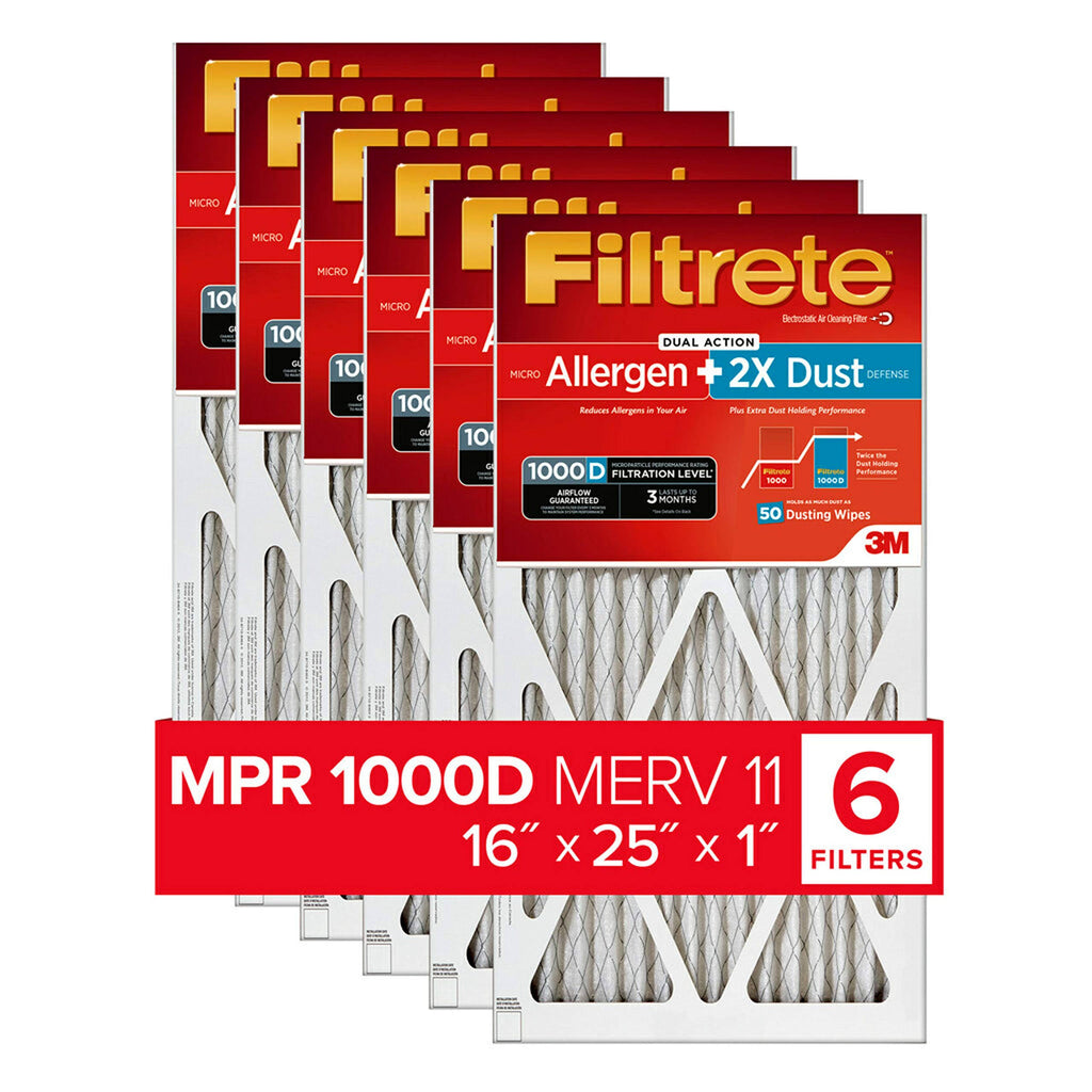 16x25x1 AC Furnace Air Filter, MPR 1000D, 6 E54349