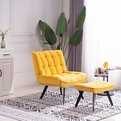 Pink Velvet Accent Chair with Ottoman Black Legs K67894