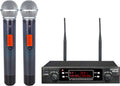 200-Channel Dual UHF Wireless Microphone System, Metal Cordless Mic Set Q9724