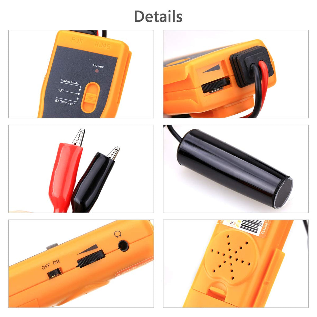 Cable Wire Locator Metal Pipes Electrical Wires Coax Cable Tester with Earphone Pack of 2 J333796