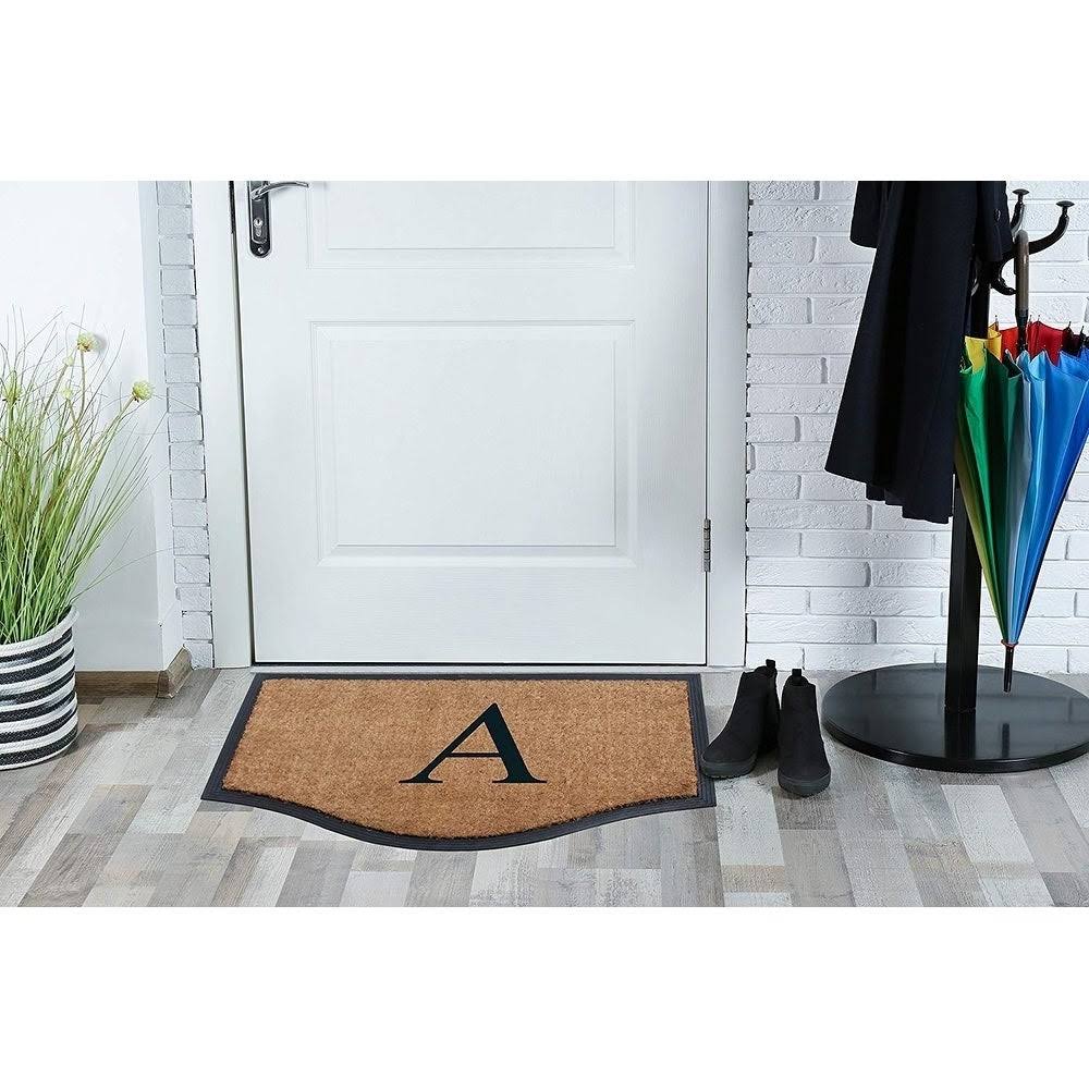 Black/Beige Rubber and Coir Non-Slip Extra Large Door Mat U852