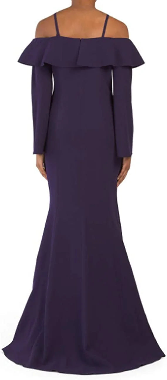 Purple Off The Shoulder Long Gown C2976