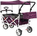 Collapsible Folding Wagon Stroller with Canopy (Purple) P8330
