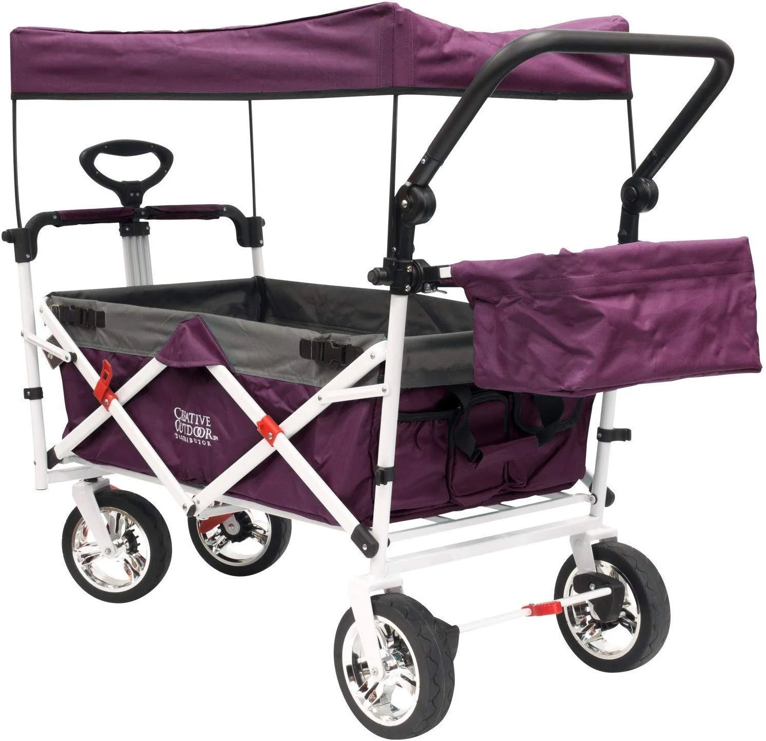 Collapsible Folding Wagon Stroller with Canopy (Purple) P8330