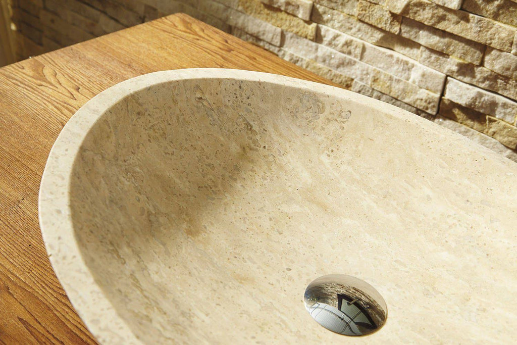 Beige Travertine Marble Bathroom Vessel Sink A99428