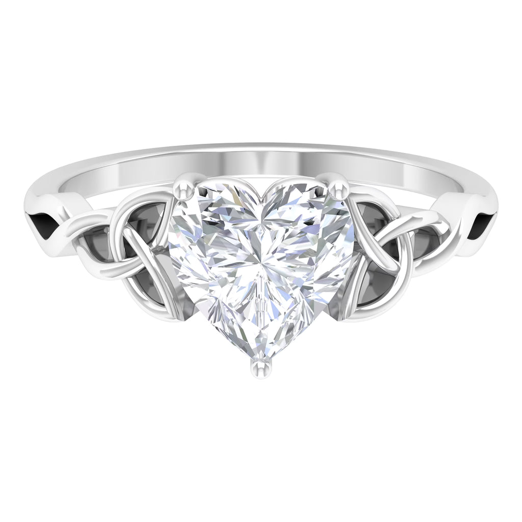 2 CT Heart Shaped Moissanite Solitaire Gold Engagement Ring, 925 Sterling Silver K25216
