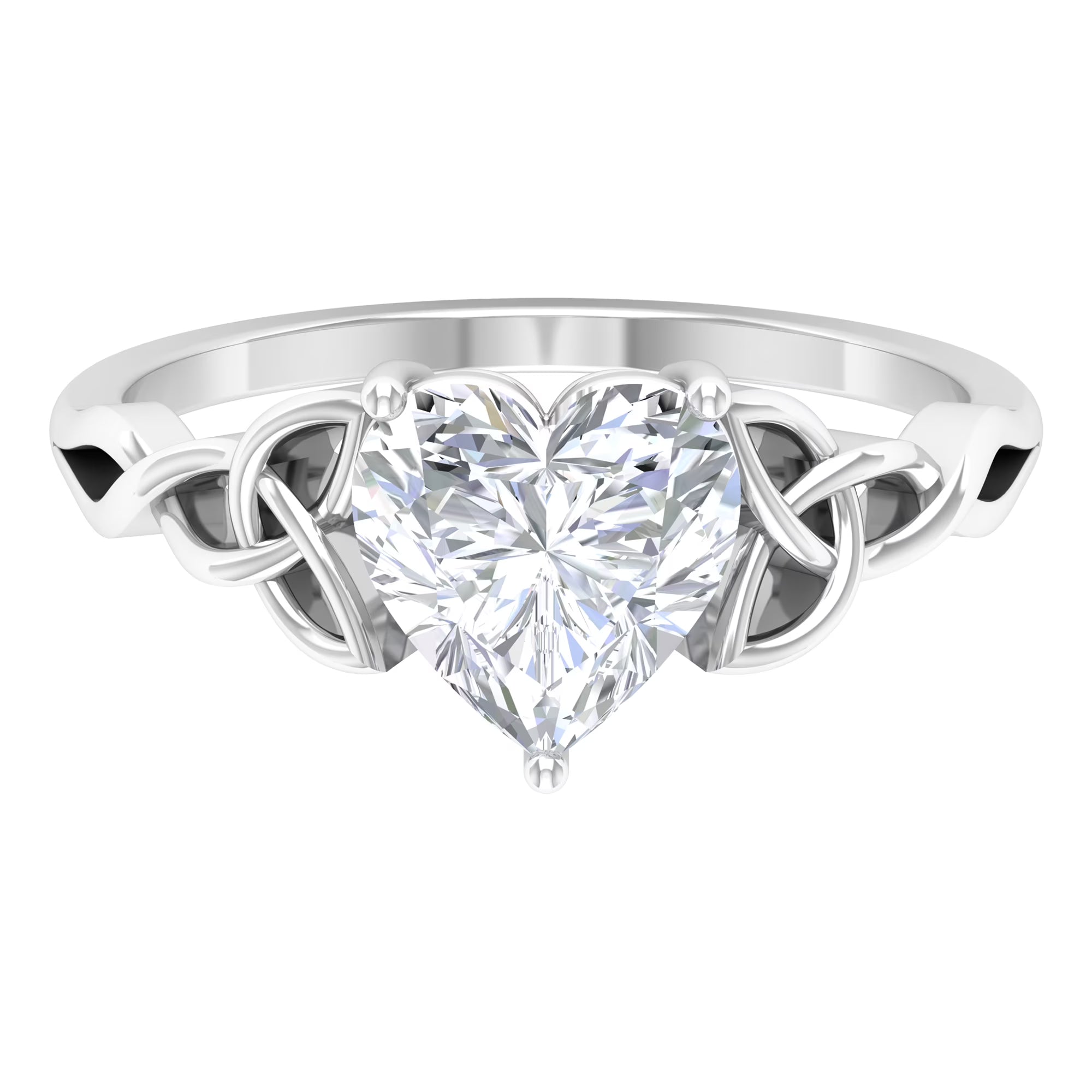 2 CT Heart Shaped Moissanite Solitaire Gold Engagement Ring, 925 Sterling Silver K25216