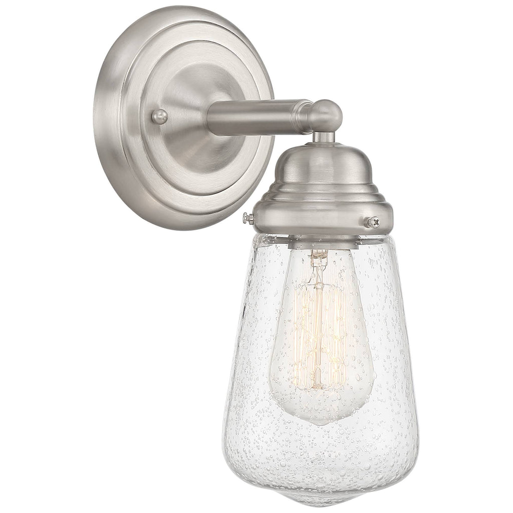 Brushed Nickel Industrial Wall Light Sconce Seedy Glass Fixture X231177