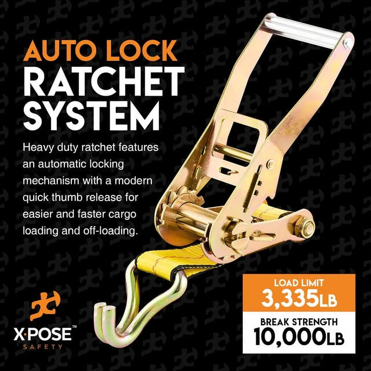 2 Inch x 15 Foot Ratchet Tie Down Straps with Double J Hooks U2621