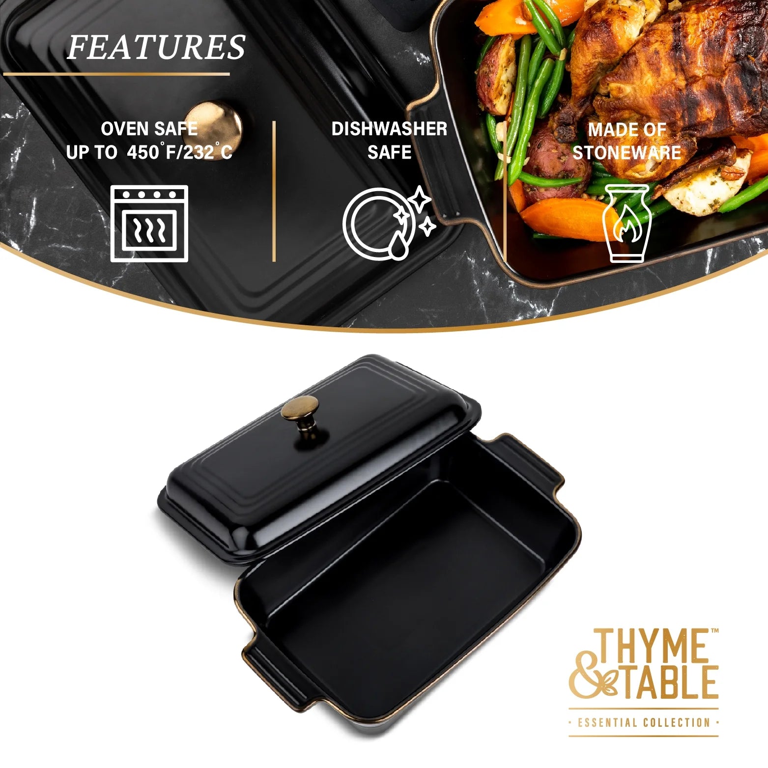 Onyx Stoneware Covered Baking Dish J8530
