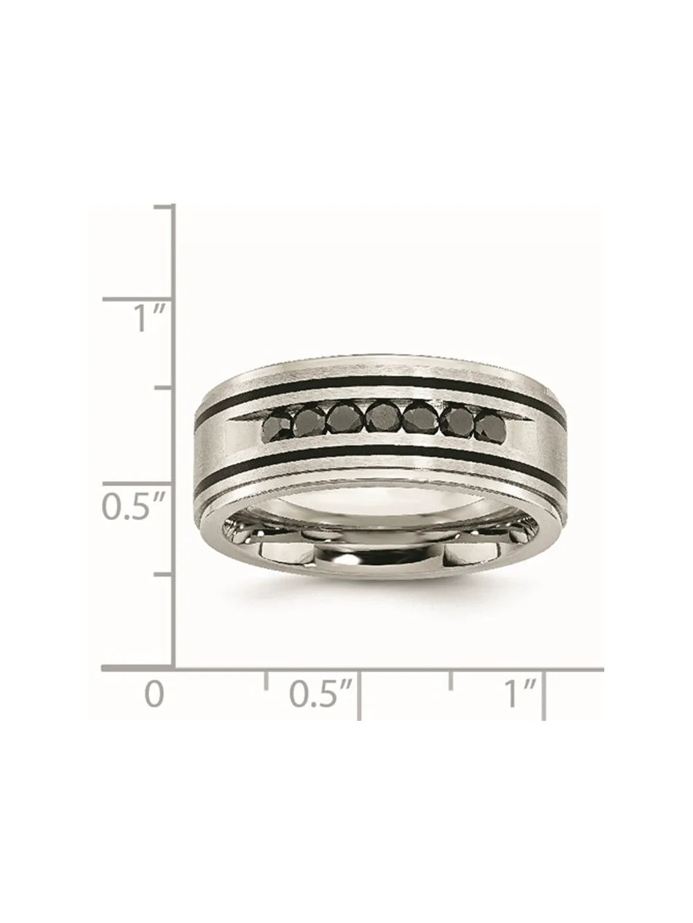 Black Diamond Stainless Steel Band Ring C8458