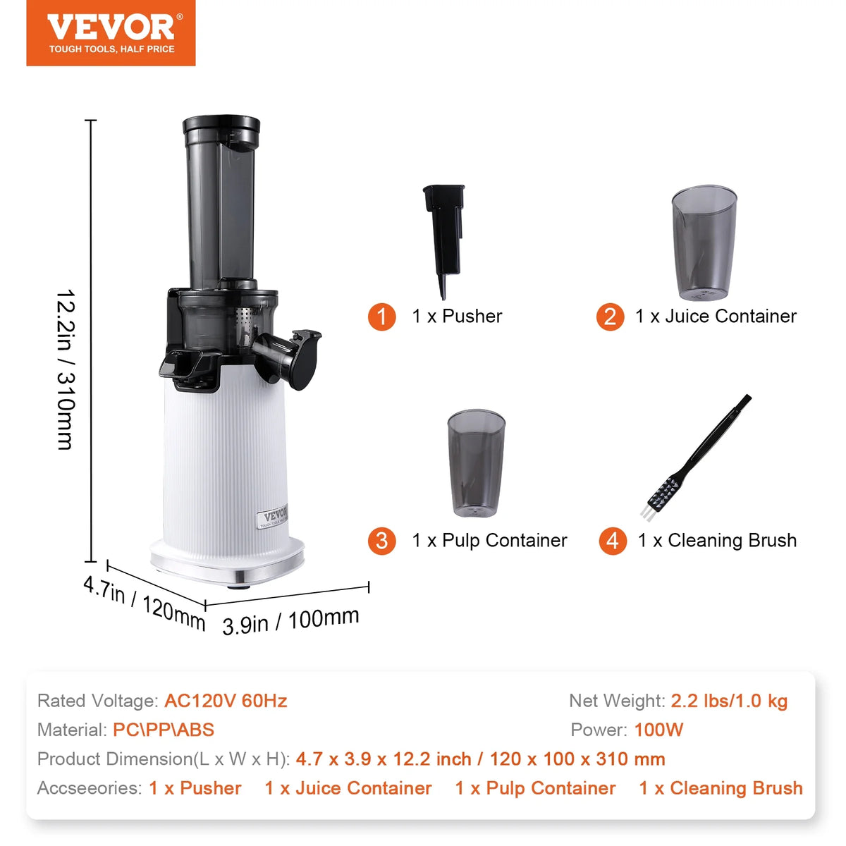 Masticating Slow Juicer Electric Cold Press Squeezer P817