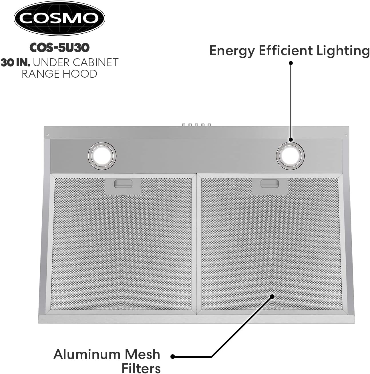 30 in. Under Cabinet Range Hood with Ducted / Ductless Convertible Slim Kitchen Over Stove Vent in Stainless Steel T78959