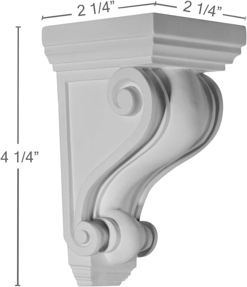 2 1/4 inch W x 2 1/4 inch D x 4 1/4 inch H Devon Corbel (4-Pack) S41764