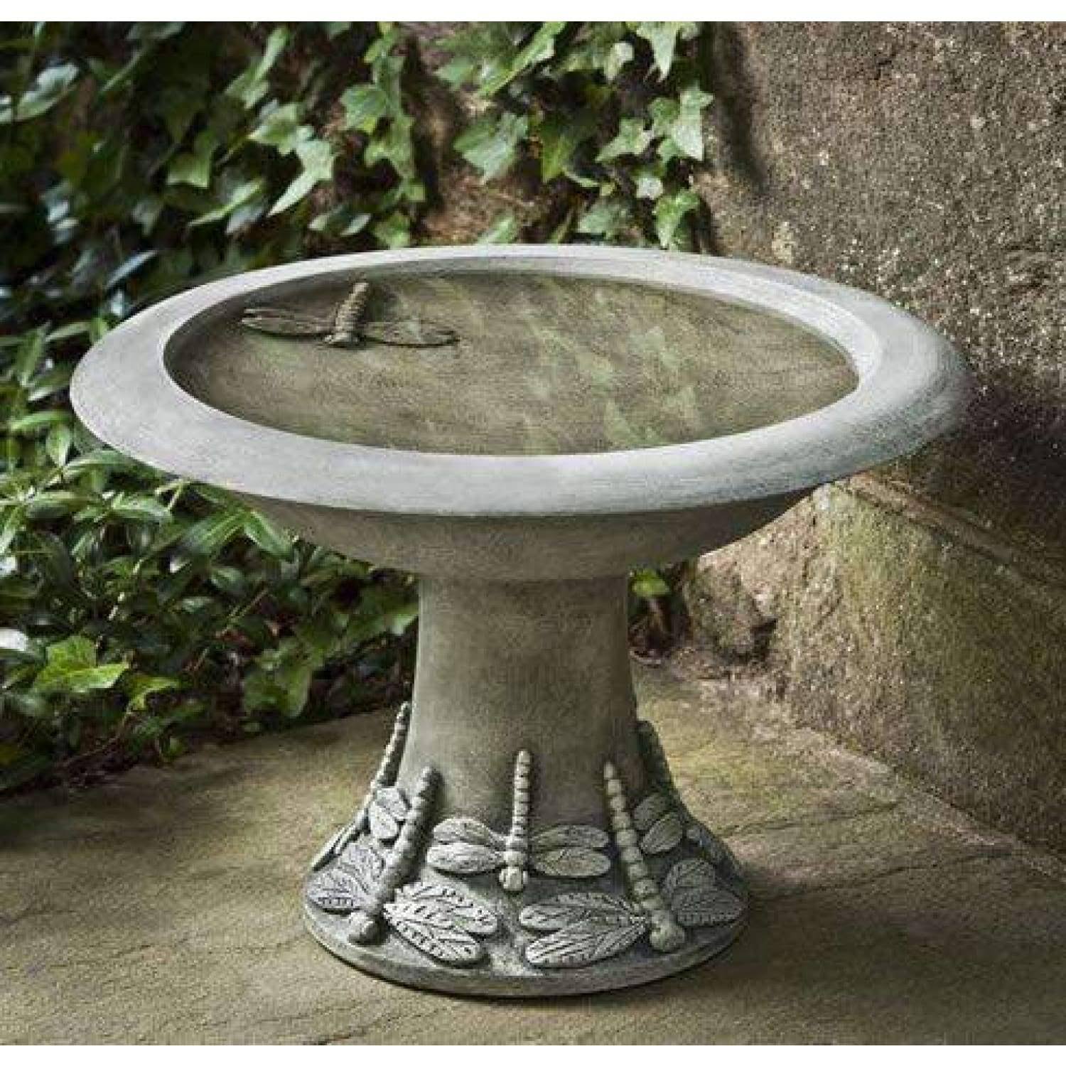 Small Dragonfly Birdbath - English Moss V88561