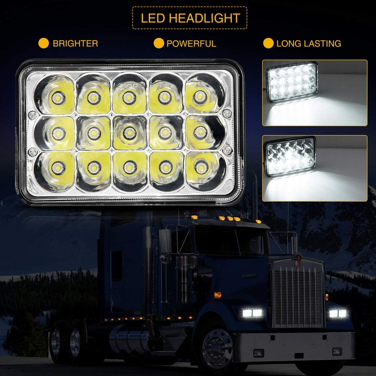 4x6 LED Headlights Sealed Beam Conversion Kit Pack of 2 J724