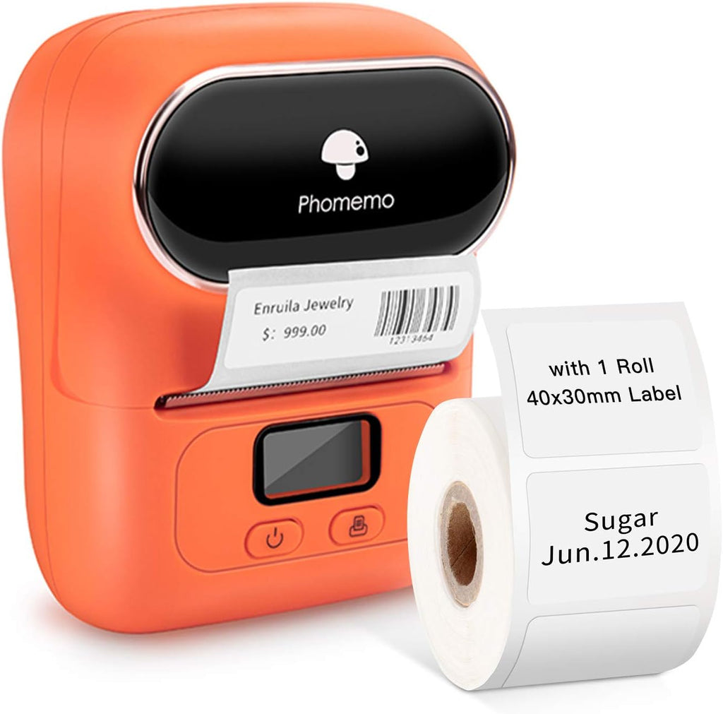 Portable Bluetooth Thermal Mini Label Printer with 1 40×30mm Label X7214