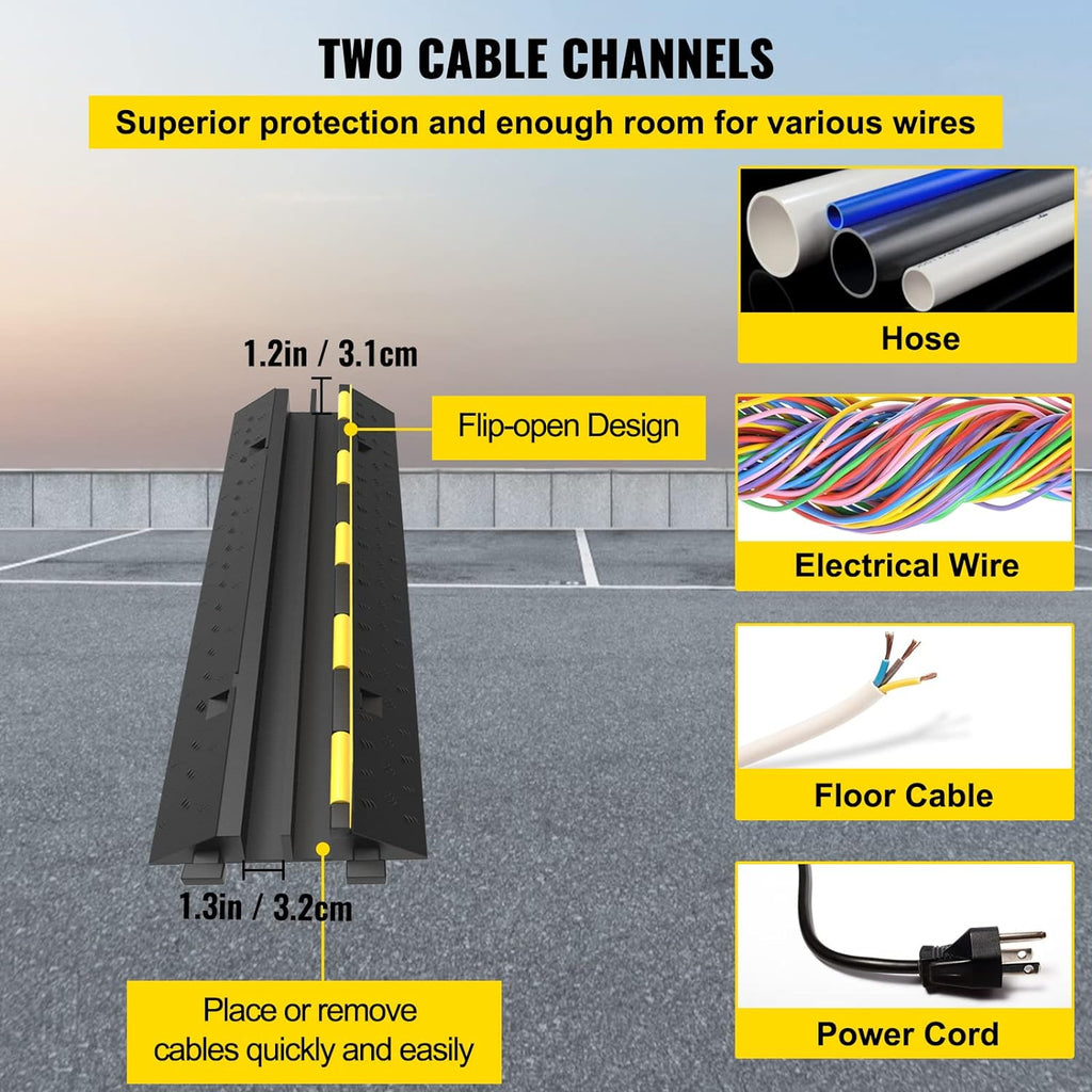 5 Packs 2 Channels Rubber Cable Protector Ramp F10682