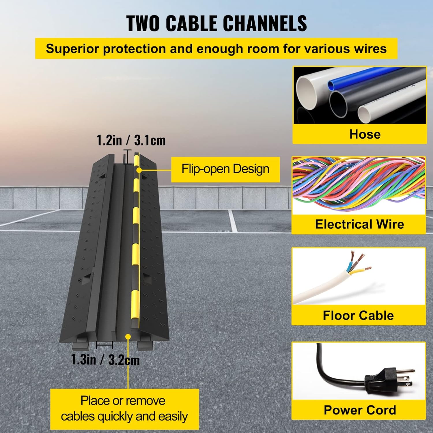 5 Packs 2 Channels Rubber Cable Protector Ramp F10682