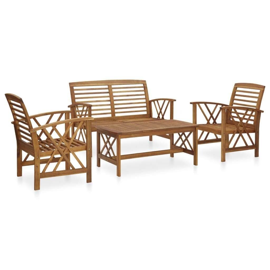 4 Piece Solid Acacia Wood Garden Lounge Set K210