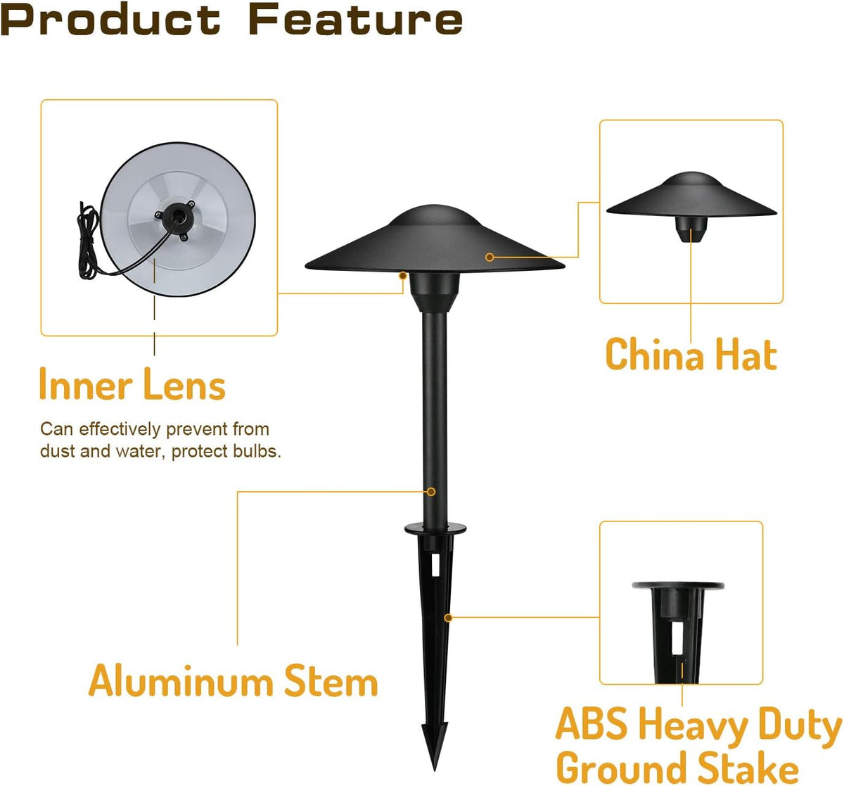 Black Cast-Aluminum Outdoor Path Light 8PK Y411717