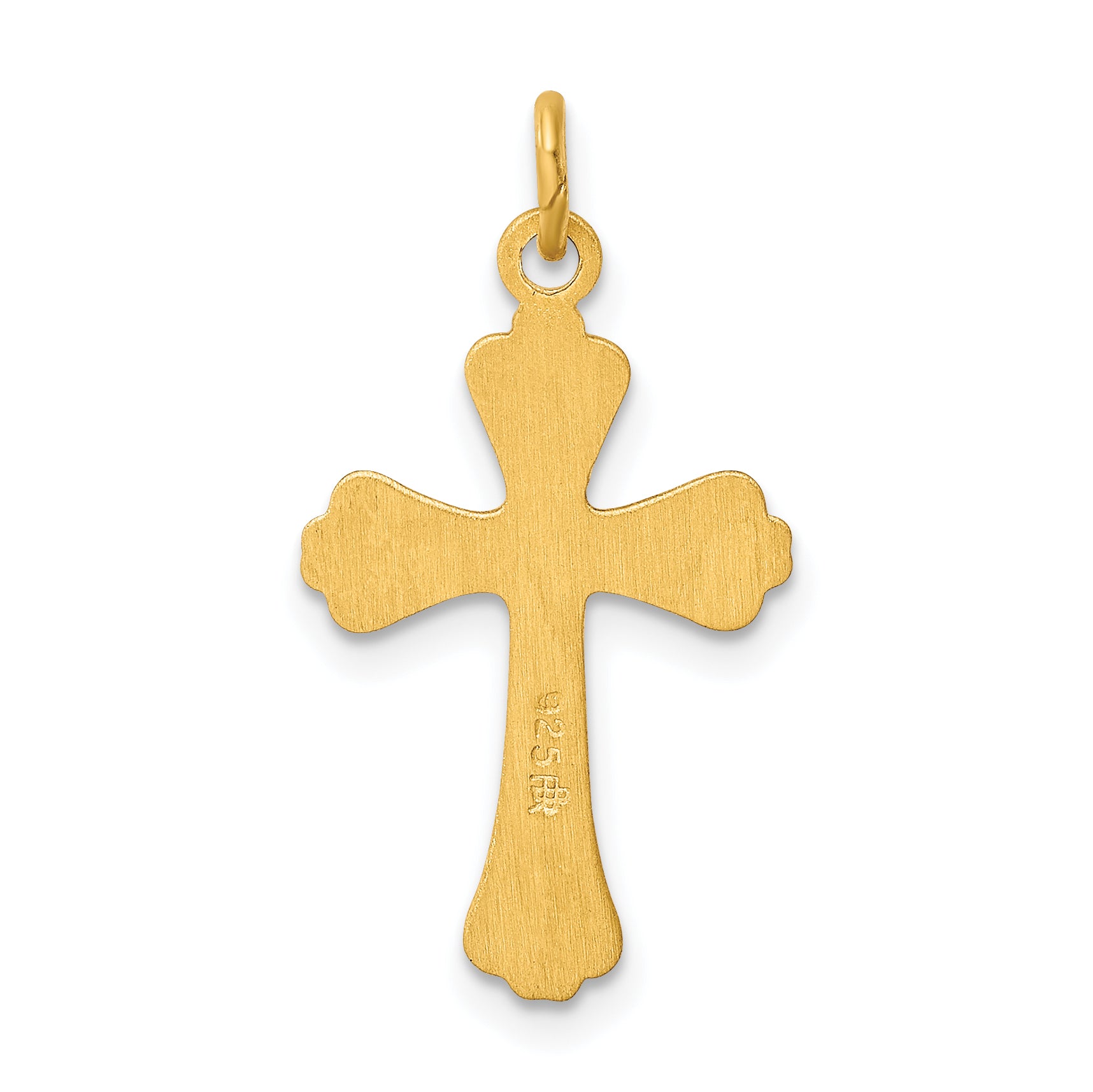 24K Cross Charm Pendant with Sterling Silver Rope Chain Necklace 20'' B397