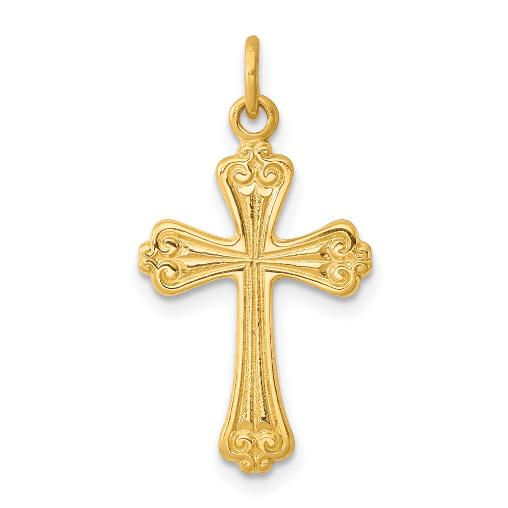 24K Cross Charm Pendant with Sterling Silver Rope Chain Necklace 20'' B397