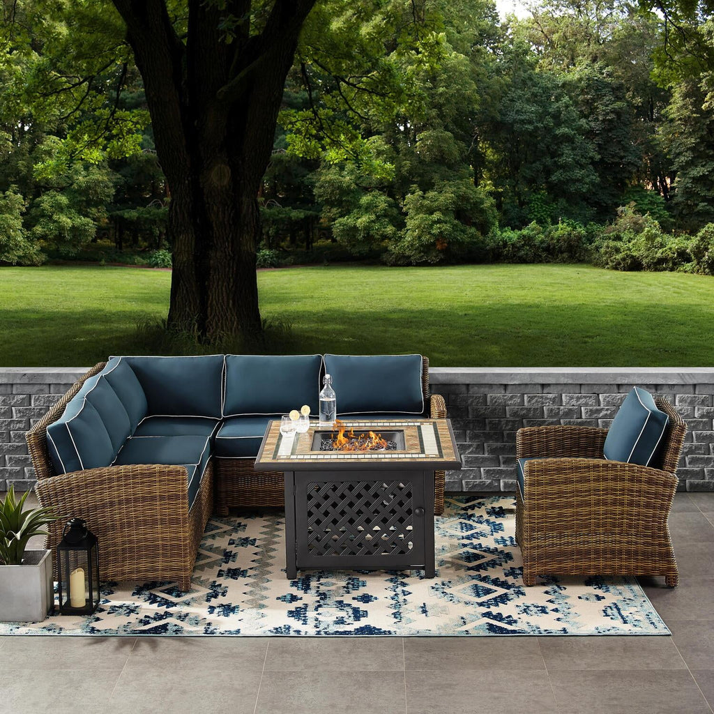 5Pc Outdoor Wicker Sectional Set with Glass Top Coffee Table T98954