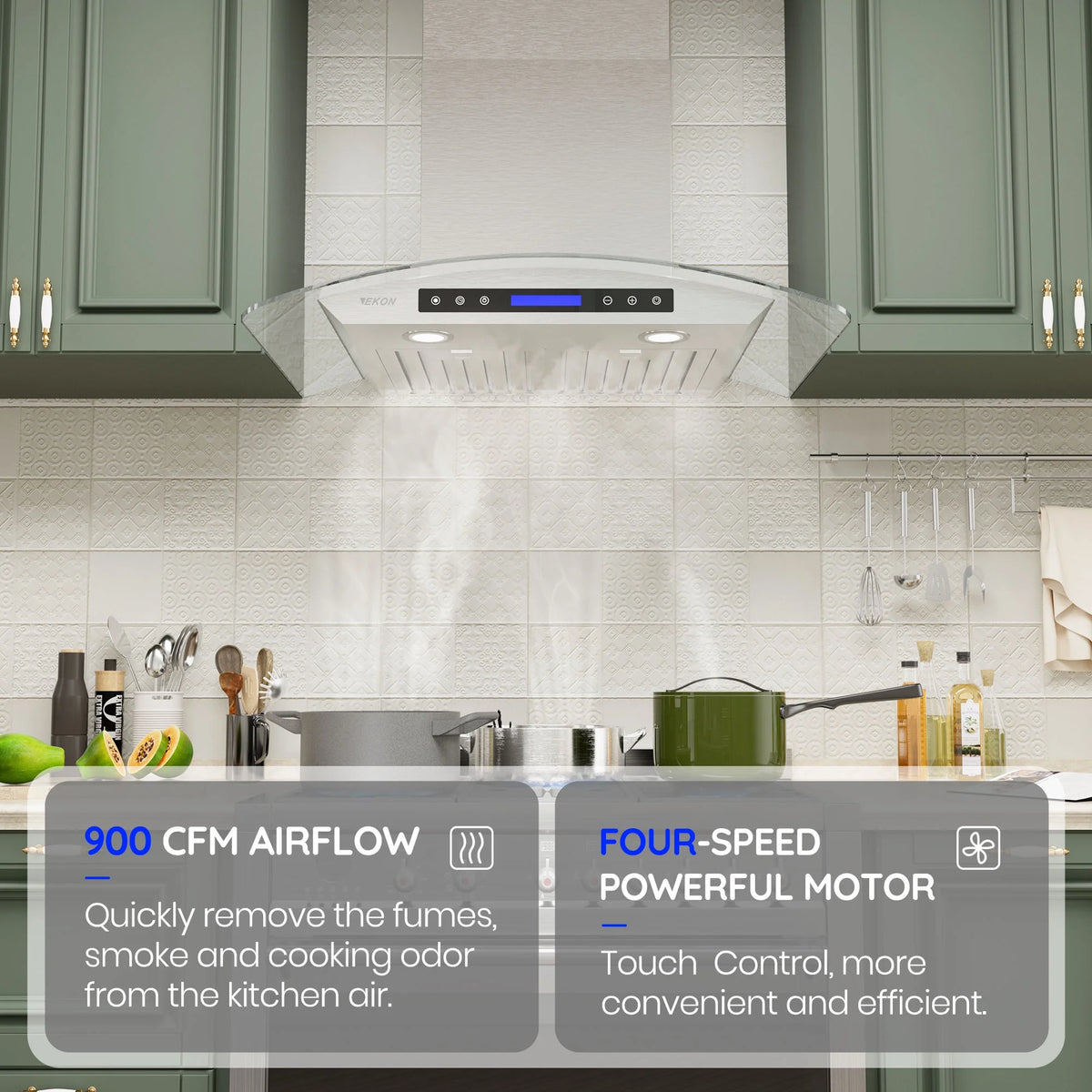 36 Inches Tempered Glass Ducted Wall Mount Range Hood E86248